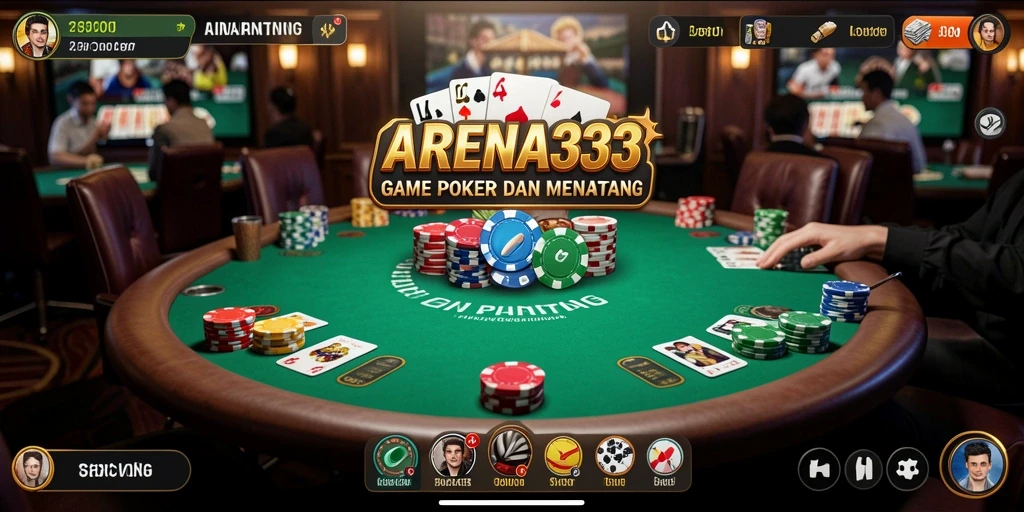 Tampilan gameplay seru di ARENA333 dengan pemain Poker berinteraksi.