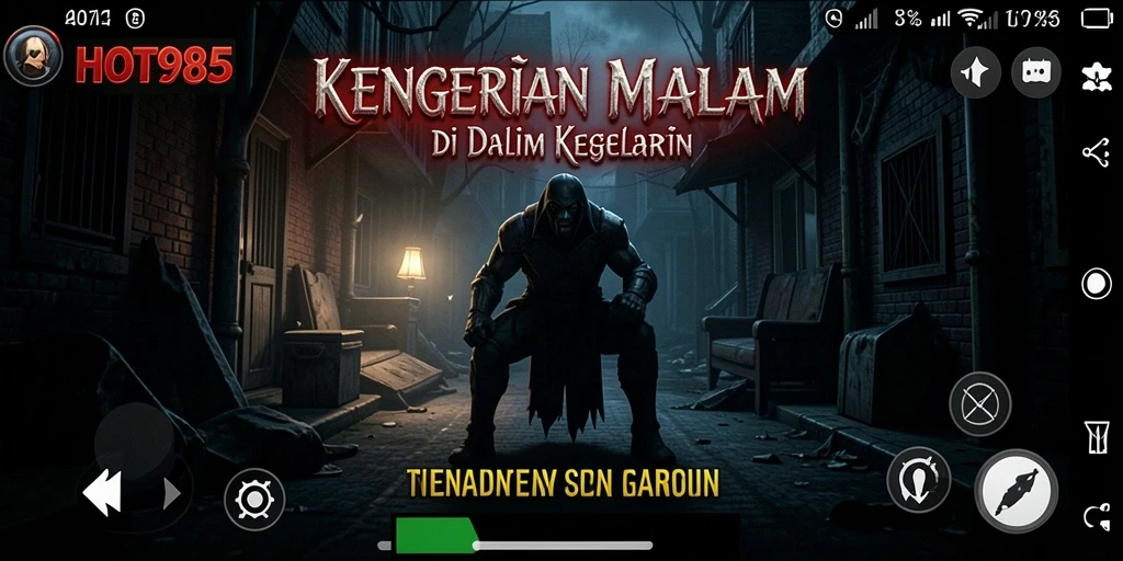 Tampilan gameplay menegangkan dengan suasana mencekam di HOT985.