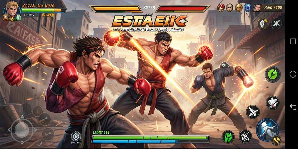 Screenshot utama KG778 menunjukkan tindakan pertarungan yang mendebarkan.