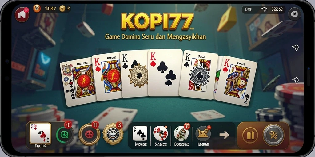 Tampilan gameplay KOPI77 yang menarik dan interaktif saat bermain Domino.