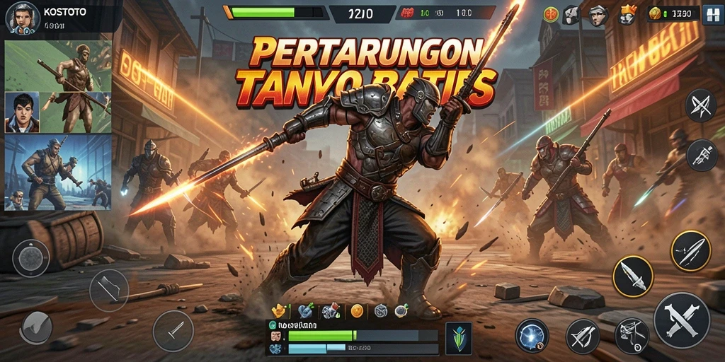 Gameplay KOSTOTO yang menegangkan di arena pertarungan.