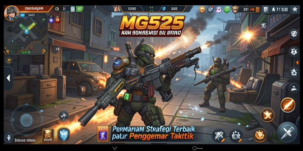 Screenshot gameplay MG525 menampilkan pertarungan strategi mendebarkan.