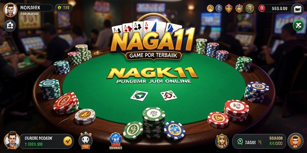 Screenshot NAGA11 menampilkan suasana permainan Poker yang seru dan menegangkan.
