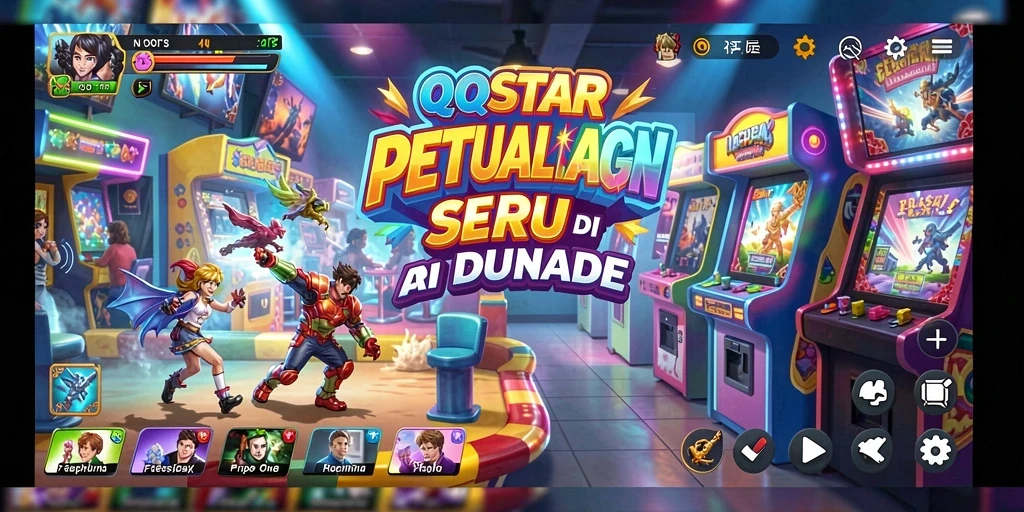 Tampilan screenshot gameplay yang seru dan penuh warna di QQSTAR.